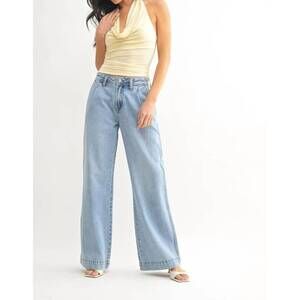 NEW JBD. lightweight drapey relaxed trouser in light denim